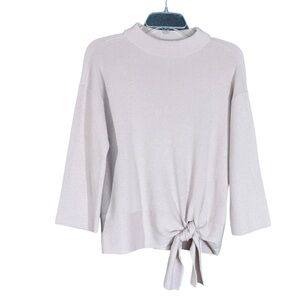 Chico’s Pink Kissed by Cashmere Mock Neck Bottom Tie Long Sleeve Sweater Size S